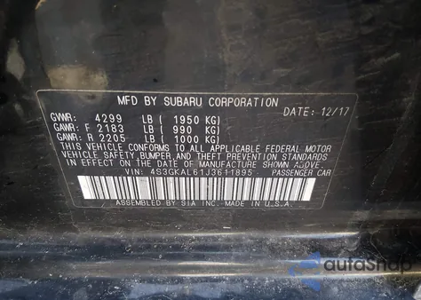 2018 Subaru Impreza 2.0I Sport из США, поврежденный, VIN 4S3GKAL61J3611895